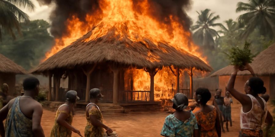 Cote dIvoire Incendie devastateur a Gagnoa detruit la demeure ancestrale dun chef de tribu 2