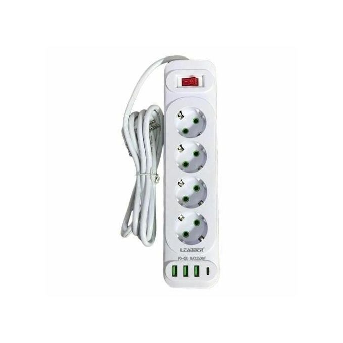 MULTIPRISE INTELLIGENTE 2500W – 4 Prises + 3 USB + 1 Type-C
