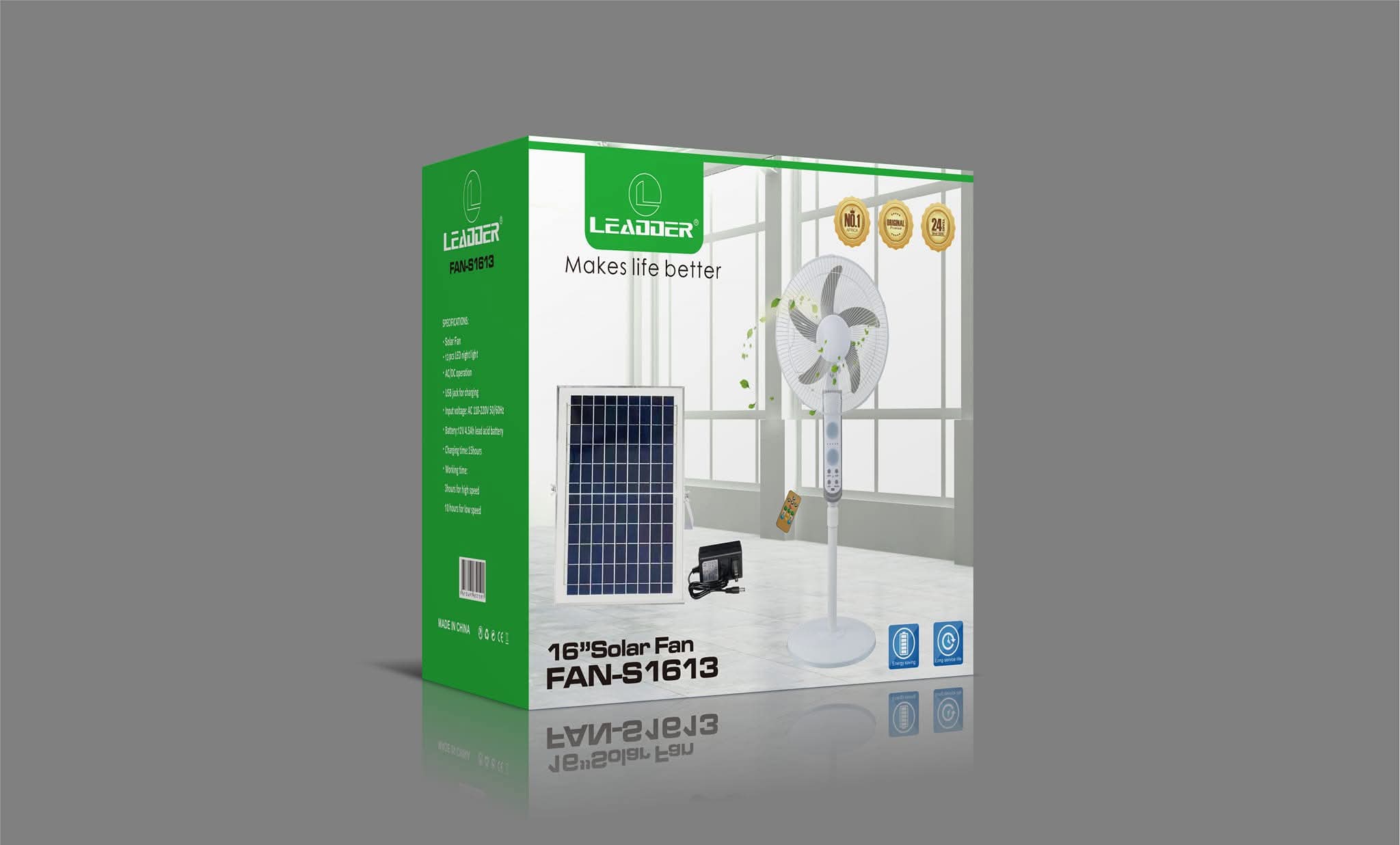 Ventilateur solaire rechargeable FAN-S1613