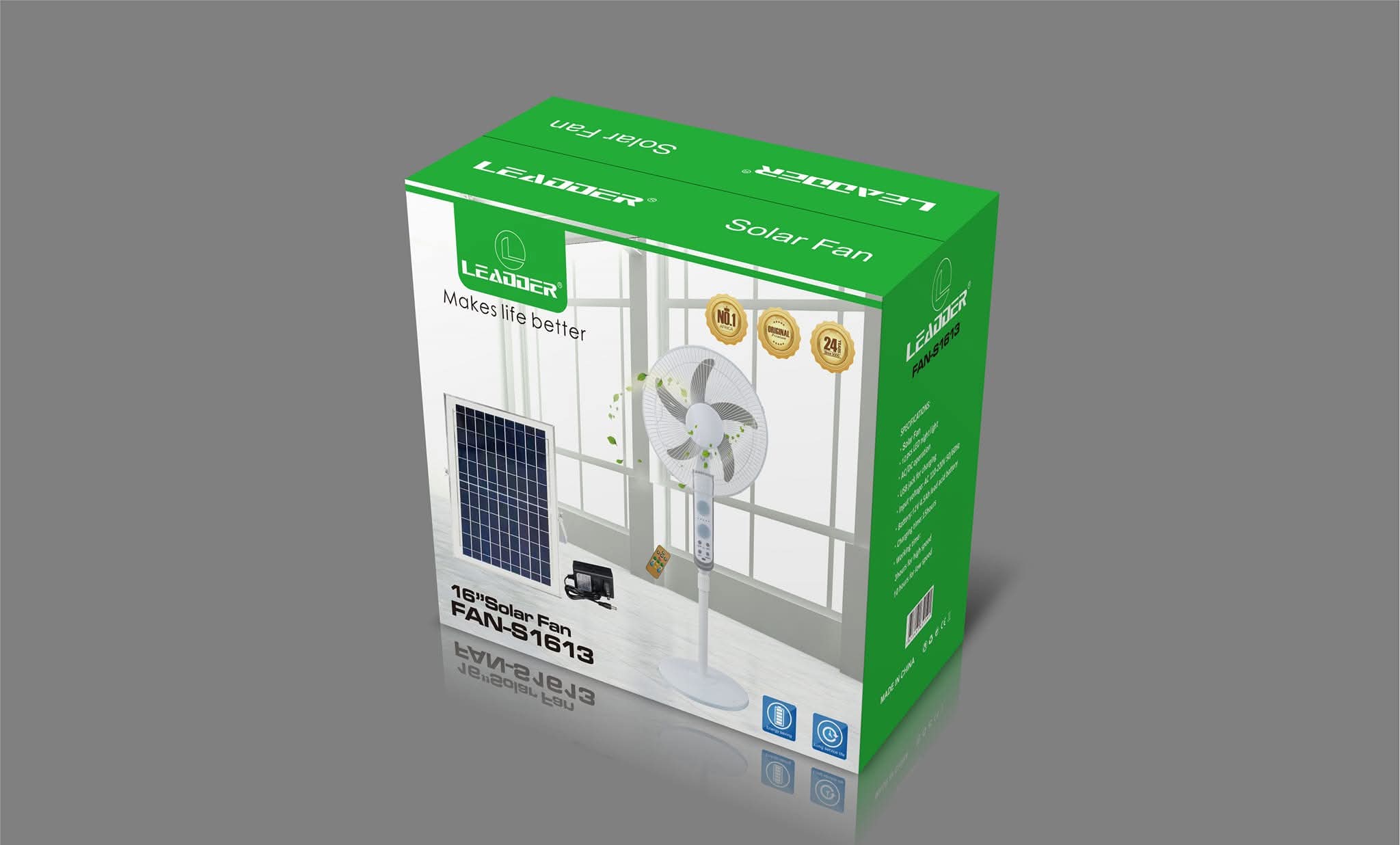 Ventilateur solaire rechargeable FAN-S1613