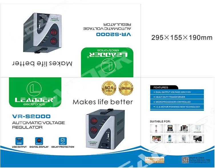 Stabilisateur Régulateur De Tension Numérique 2000VA (VR-S2000)