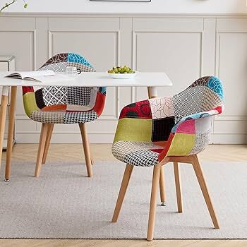 🪑 Chaise Patchwork Multicolore – Design Moderne