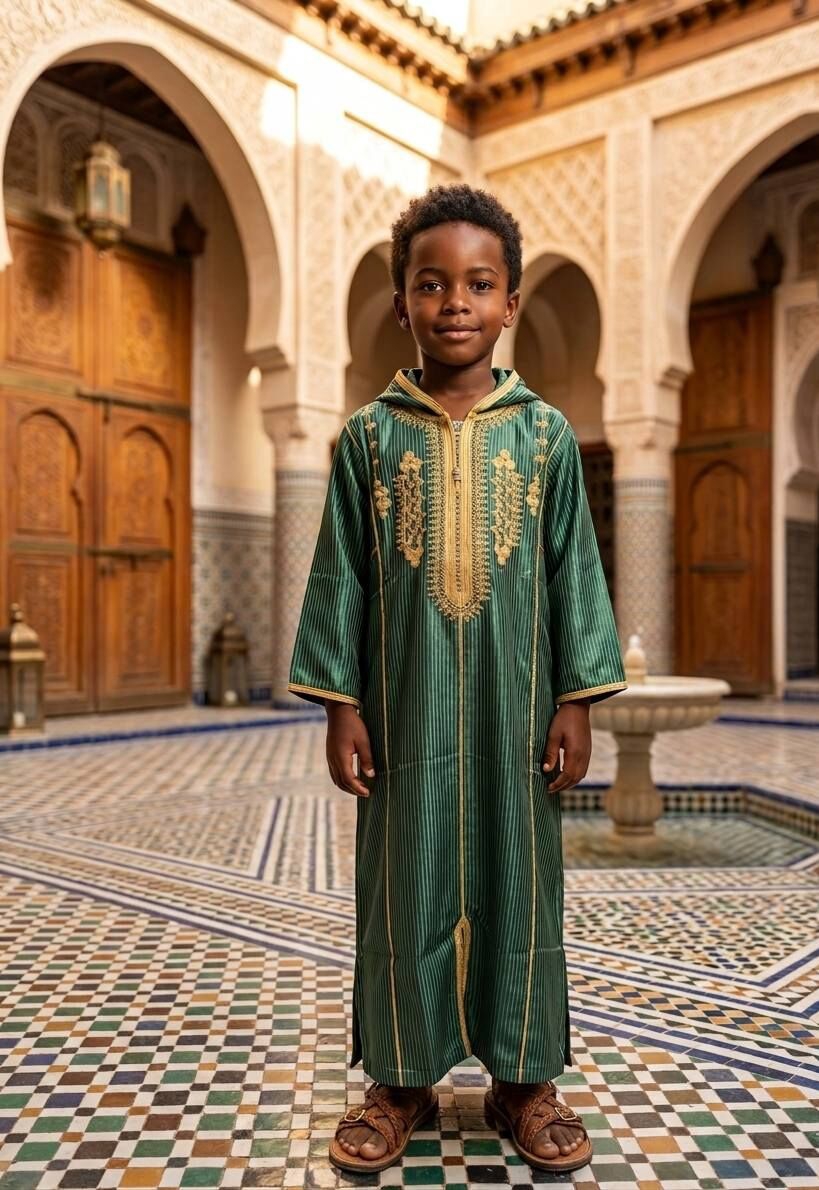 👑 Boubou Marocain Enfant – 4 à 16 ans