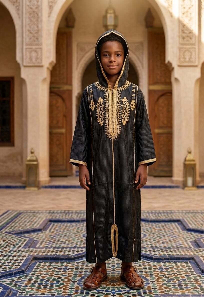 👑 Boubou Marocain Enfant – 4 à 16 ans