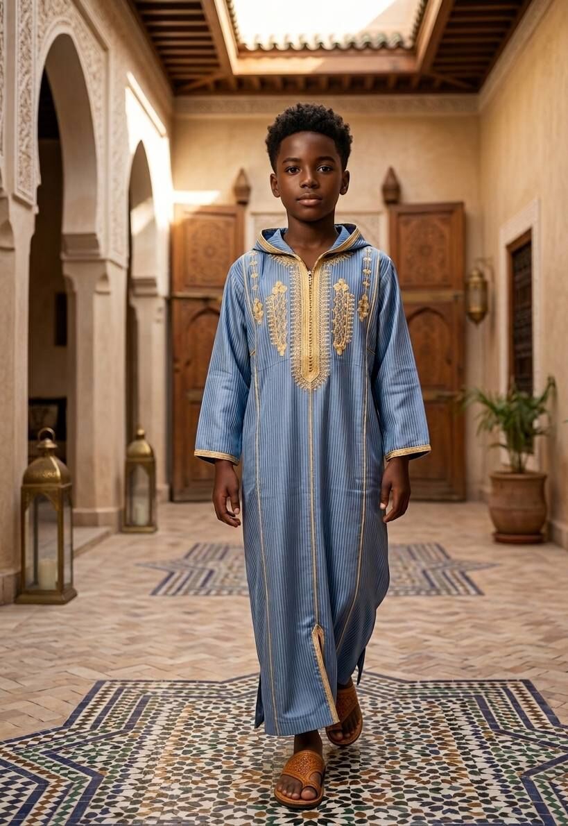 👑 Boubou Marocain Enfant – 4 à 16 ans