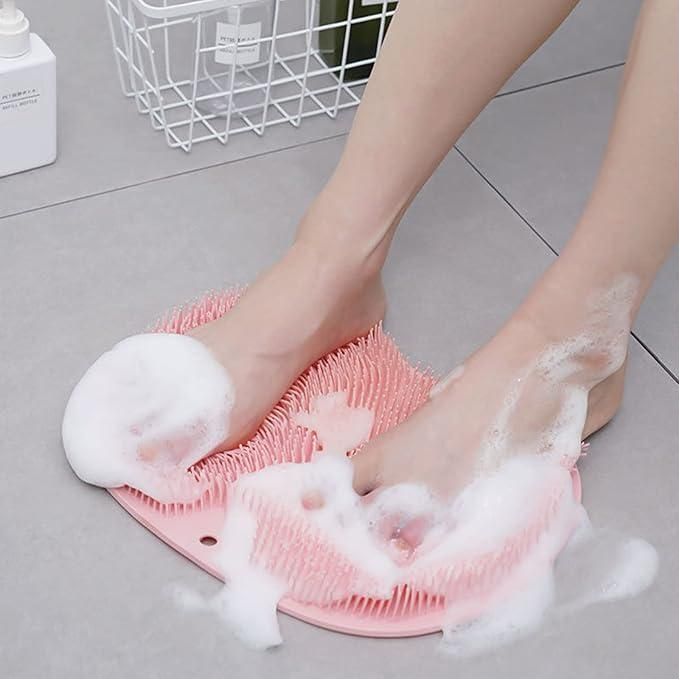 Brosse de lavage, coussin de massage en silicone antidérapant, tapis de pieds & brosse pour le dos