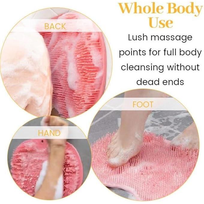 Brosse de lavage, coussin de massage en silicone antidérapant, tapis de pieds & brosse pour le dos