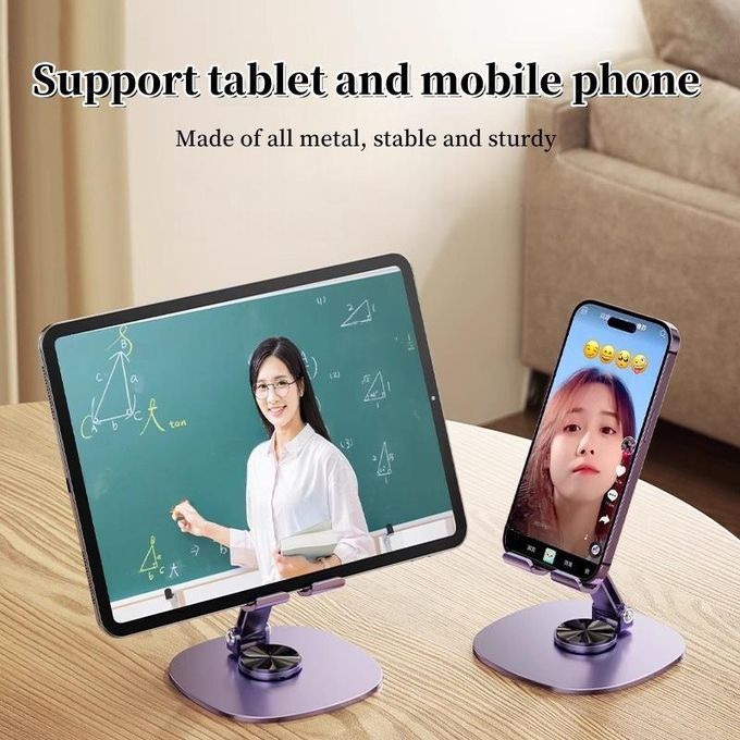Support De Téléphone Et Tablette Entièrement En Métal. 360° Rotatif