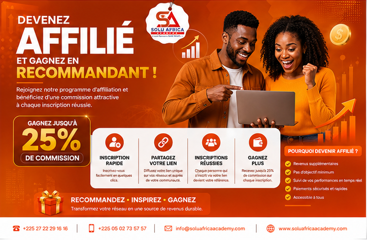 Devenez affilié Solu Africa academy – Recommandez et gagnez