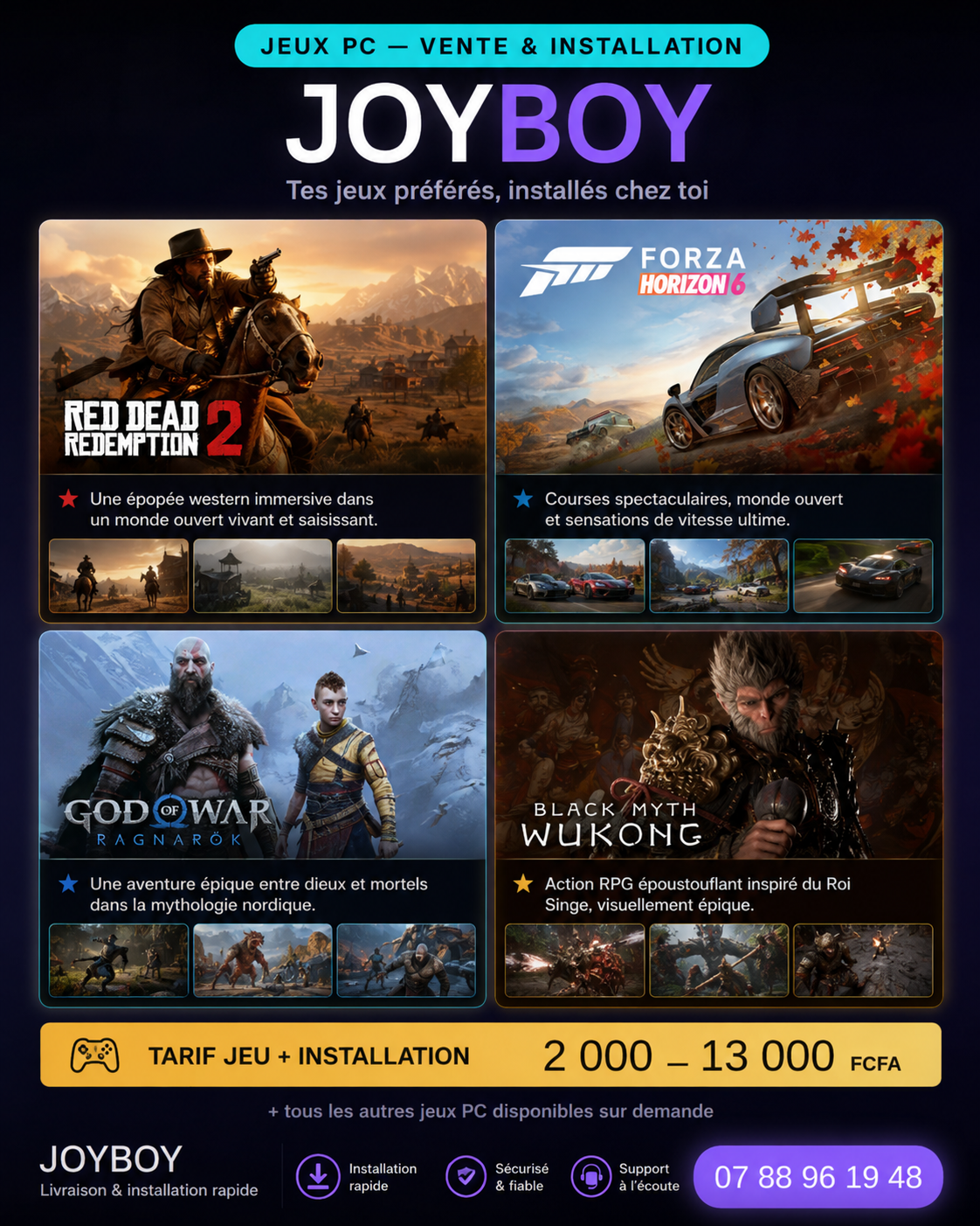 Jeux vidéos PC avec Installation.
