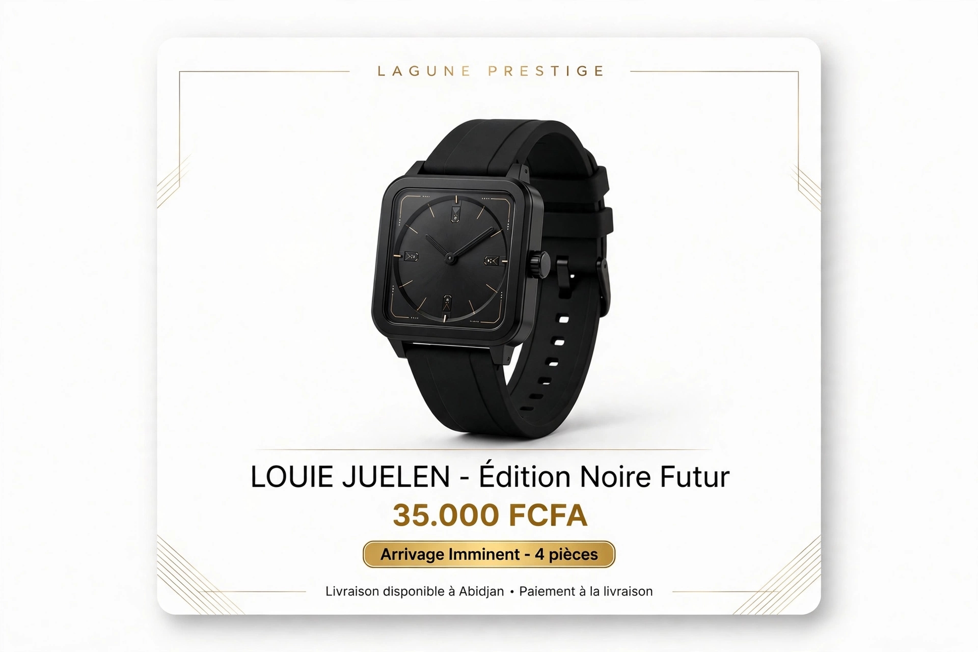 Montre LOUIE JUELEN Noire Futur Automatique – Neuve – LAGUNE PRESTIGE